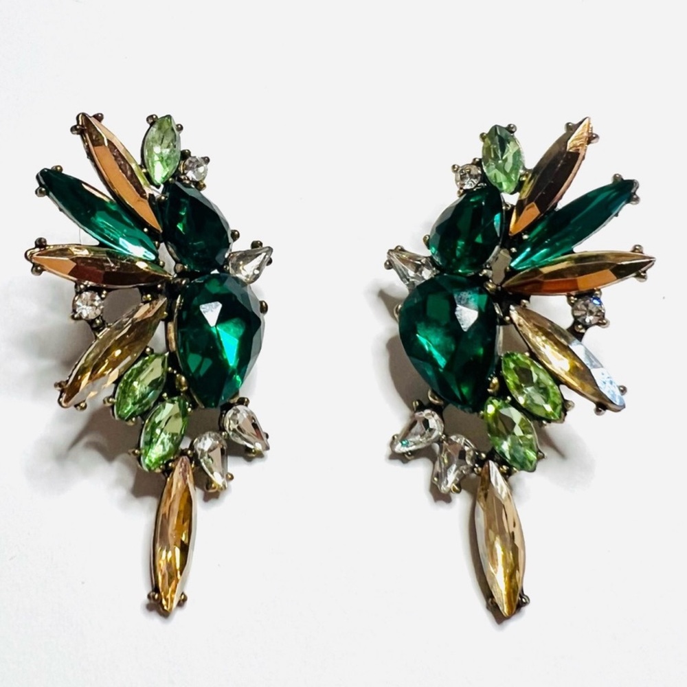 EYECANDY LA - ART GALA EMERALD DROP EARRINGS, NIB - Picture 2 of 3